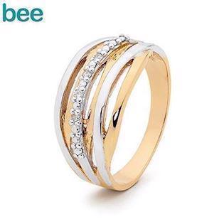 Bee Jewelry Diamond strudded 9 ct gold finger ring blank, model 25541